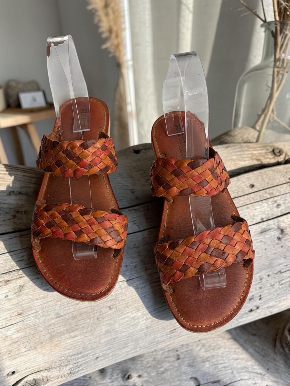 RedHawk Leather Handwoven Sandals Vegetable-tanned in Cognac Brown